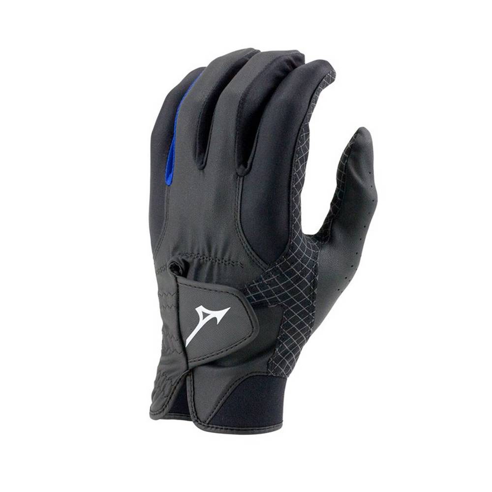 Damske Rukavice Mizuno RainFit - Pair Golf Čierne/Kráľovská Modrá Vypredaj CVFP46253
